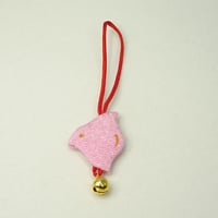 根付　ちりめん　ちどり　ピンク色