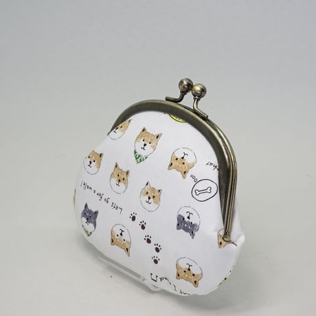 3.3寸丸小銭入れ　柴犬　白色