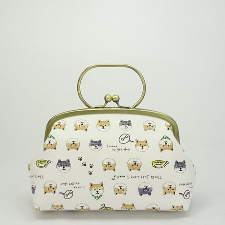 5.5寸リング付ポーチ　柴犬　白色