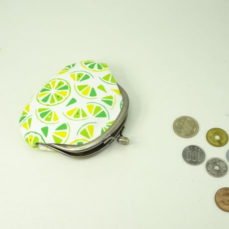 3.3寸丸小銭入れ　ライム　白色