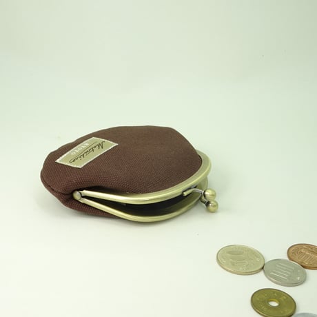 3.3寸丸小銭入れ　帆布　ブラウン色
