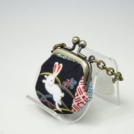 1.2寸豆角　市松　うさぎ　黒色　※口金：AG色 丸玉