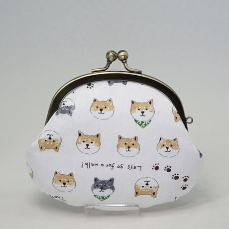 3.3寸丸小銭入れ　柴犬　白色