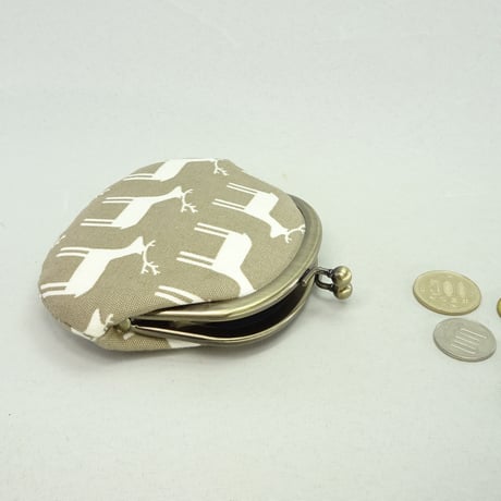 3.3寸丸小銭入れ　トナカイ　チャコールグレー色
