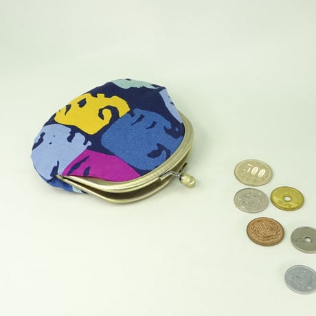 3.3寸丸小銭入れ　レトロ　モンタージュ　青色①