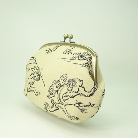5.5寸クシポーチ　鳥獣戯画（大）　生成色
