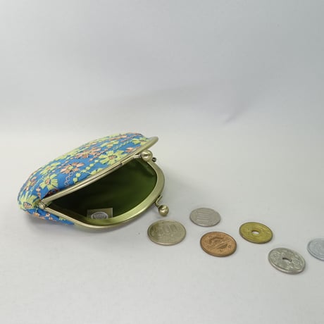 3.3寸丸小銭入れ　刺繍　ターコイズ色