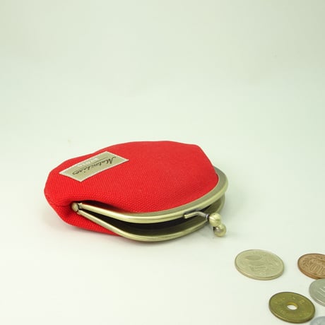 3.3寸丸小銭入れ　帆布　赤色