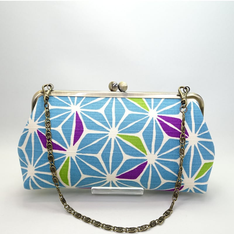 クラウンショルダーバッグ (6 COLOR) 6.8寸碁石玉 ショルダーバッグ 麻の葉 水色 | まつひろ商店