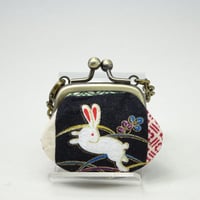 1.2寸豆角　市松　うさぎ　黒色　※口金：AG色 丸玉