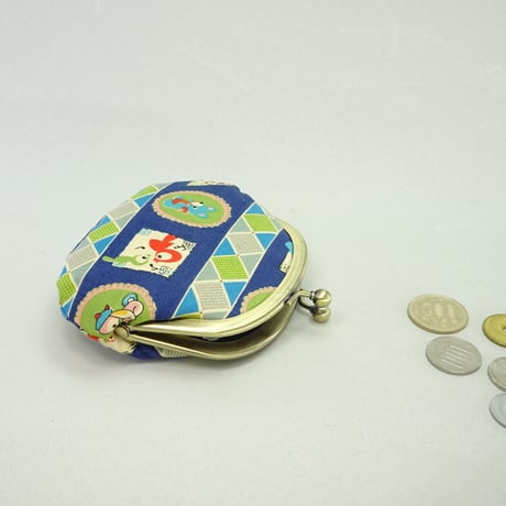 3.3寸丸小銭入れ　レトロ　紺色