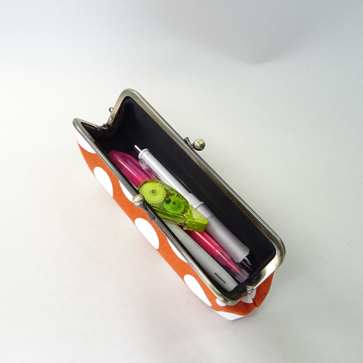 銅器 筆箱 文房具 蓮花筆箱 装飾品 工芸品 置物 5.5寸ペンケース 帆布水玉 レンガ色 ふぐ玉 | まつひろ商店