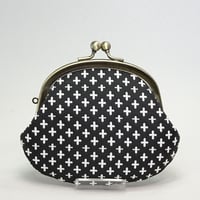 3.3寸丸小銭入れ　刺し子（ふくれ織）　※口金：AG色 丸玉