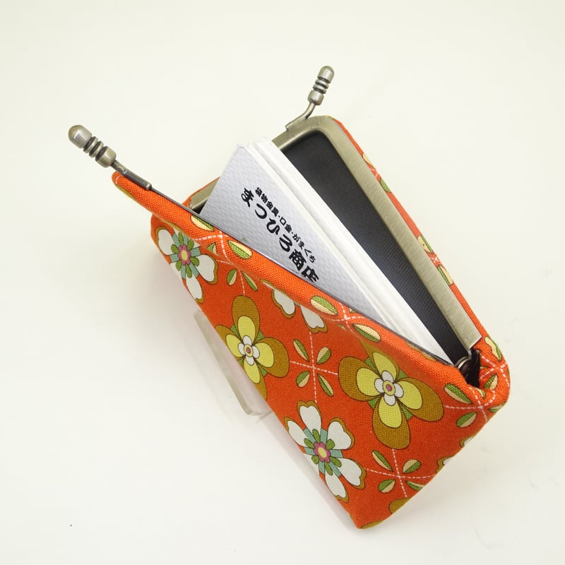 名刺カードケース 昭和レトロフラワー オレンジ色 | まつひろ商店