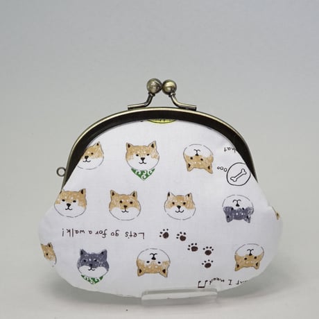 3.3寸丸小銭入れ　柴犬　白色