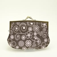 4.3寸角切親子財布　てんてん（ふくれ織）ピンク色　※口金：AG色