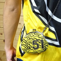 3.3寸丸クサリ付　ちりめん　虎柄　背番号51　口金・クサリ黒色