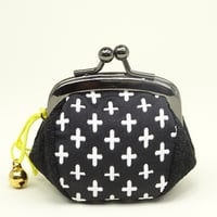 1.7寸四つはぎ 鈴付き　刺し子（ふくれ織）　黒色　※口金／Ｂ