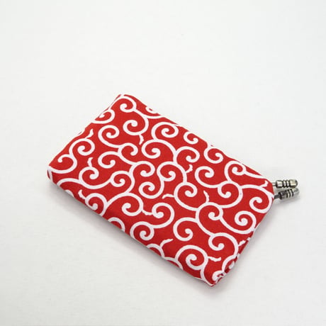 名刺カードケース　唐草　赤色