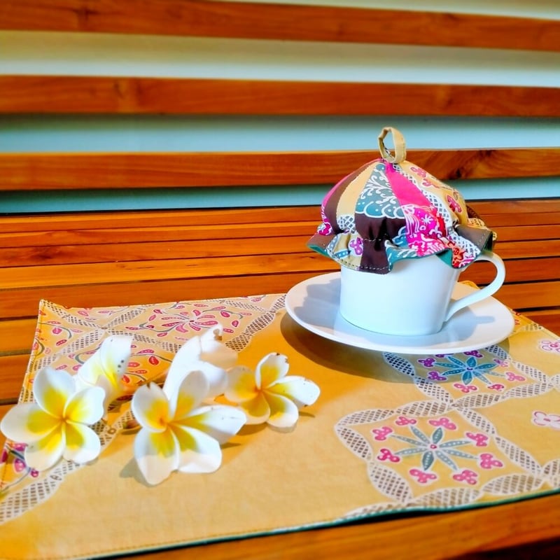 ランチョンマット&パッチワーク仕立てカップカバーセット(黃色 ランチョンマット&パッチワーク仕立てカップカバーセット(黃色