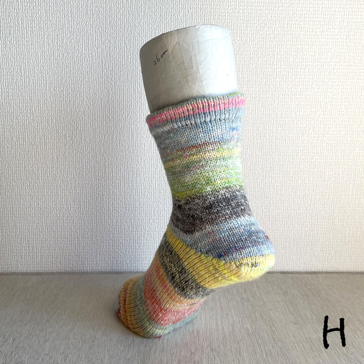 手紡ぎ糸の靴下 / サイズ3(26cm〜)・B | yu-yarn