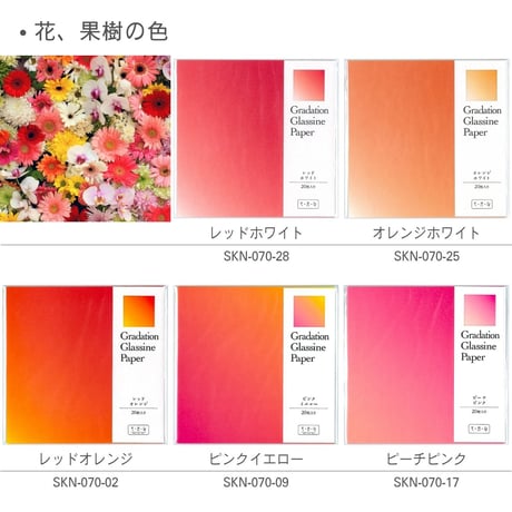 グラシン紙｜グラデーション｜折り紙サイズ｜透けるデザインペーパー
