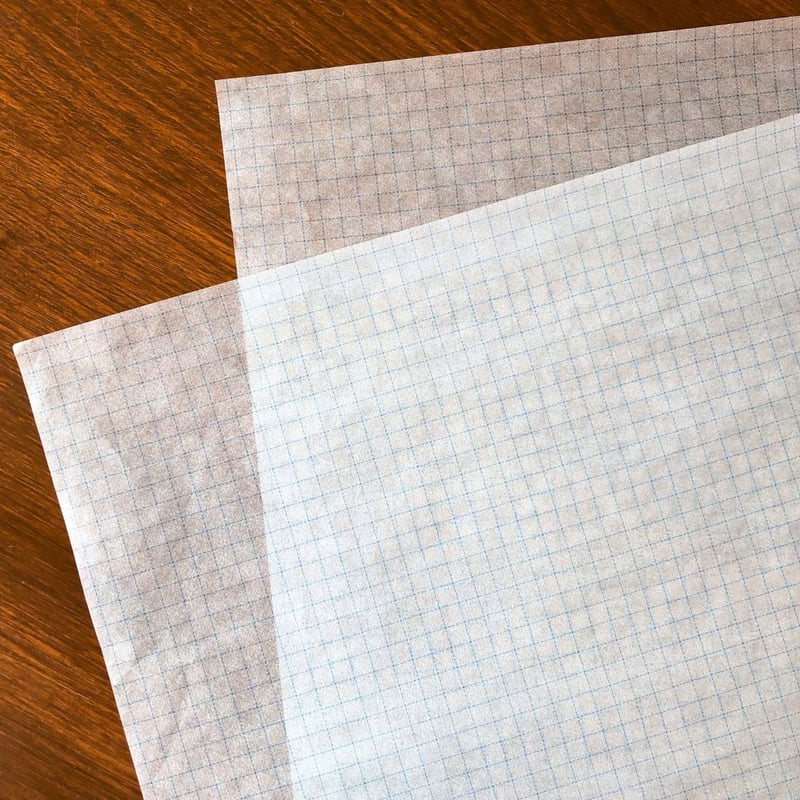 グラシン紙｜方眼紙柄｜A4｜ブルー グレー 透ける5mm方眼 文庫本
