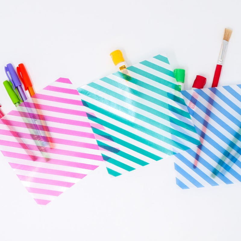 グラシン紙｜ストライプ｜折り紙サイズ｜ラッピング 透けるデザイン