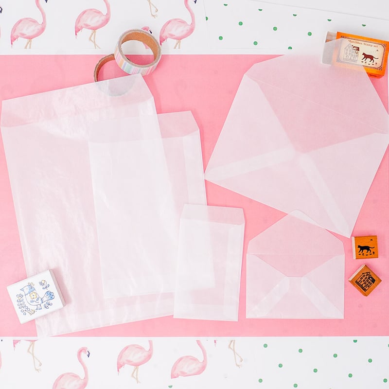 グラシン封筒【小タテ型】65×100mm｜白無地 透けるポチ袋 名刺サイズ