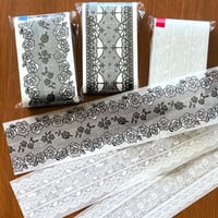 グラシンペーパーリボン｜480×60mm 20枚｜ブラック ホワイト ラッピング帯 紙帯 掛け紙 巻き帯 レース柄