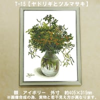 橋本不二子監修　額装作品　マットなし太子サイズ　T-１５【ヤドリギとツルマサキ】