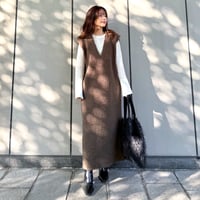 ブークレ切替ジャンパースカート〈BROWN〉