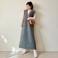 ブークレ切替ジャンパースカート〈SMOKYGRAY〉