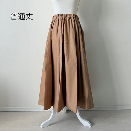 【7色展開/選べる普通丈・ロング丈】ウエストタックフレアスカート〈RED〉