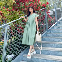 異素材タックワンピース〈MINT〉