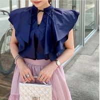 カレンダーフリルブラウス〈NAVY〉