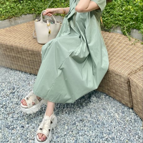 異素材タックワンピース〈MINT〉