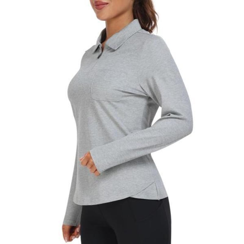 YIRUIYA] ポロシャツ レディース 長袖 ゴルフ シャツ ハーフジップ  