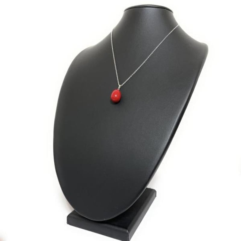 天然石 赤珊瑚(染色) たまご型 ペンダント ネックレス 1点1 | グッド  