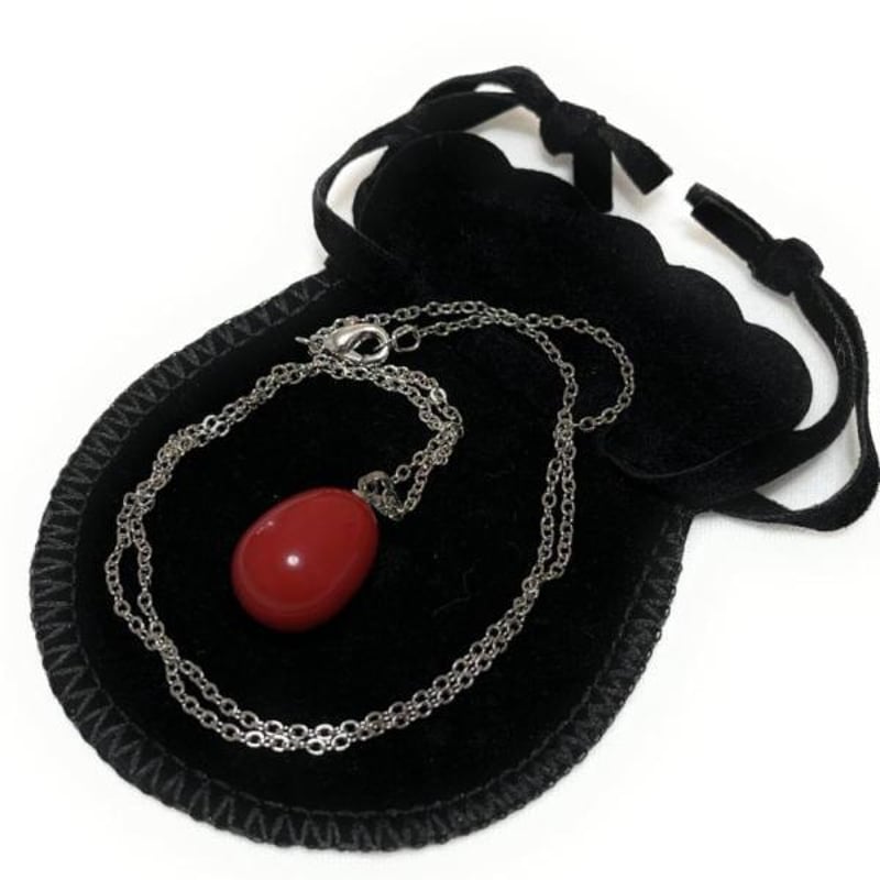 天然石 赤珊瑚(染色) たまご型 ペンダント ネックレス 1点1 | グッド  