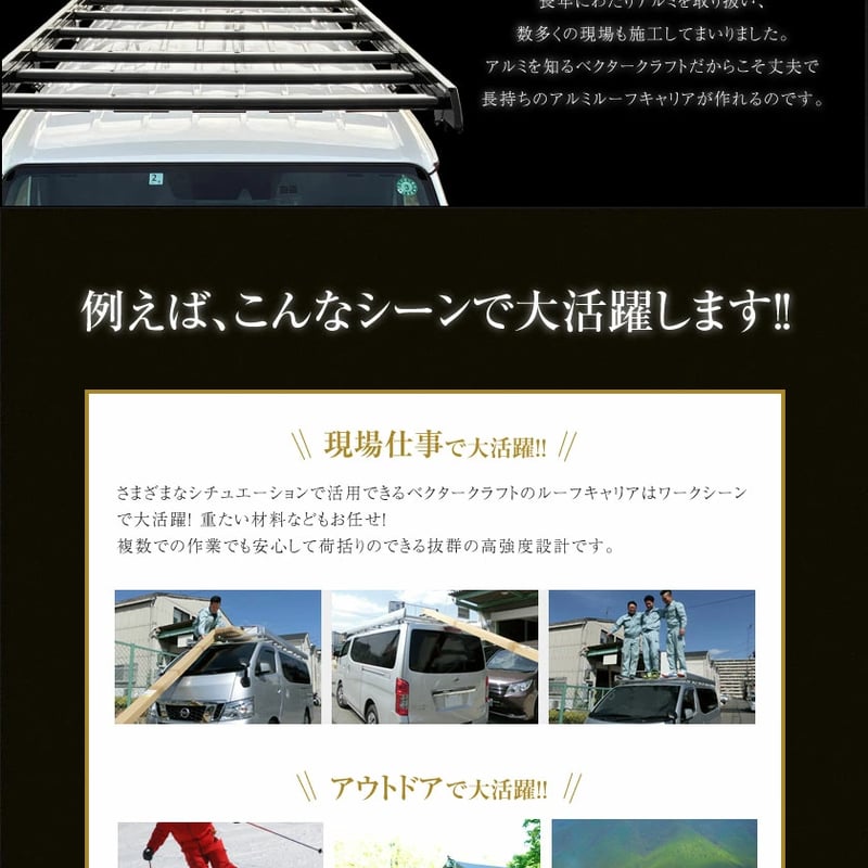 ハイエースワイドボディルーフ ルーフキャリア シルバー 補助フレーム 