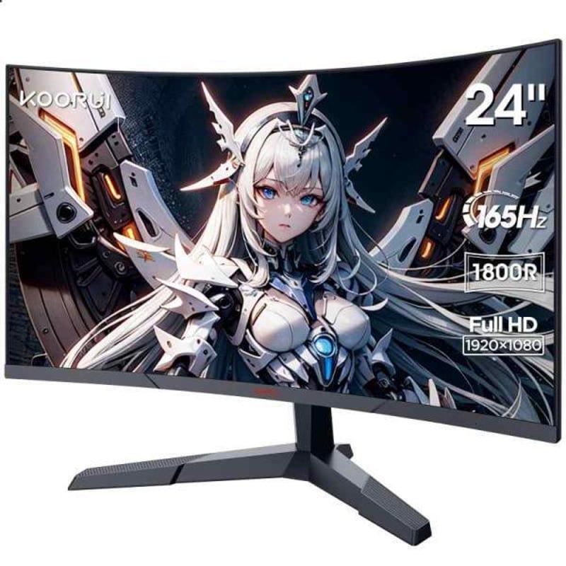 KOORUI ゲーミングモニター PCモニター 24インチ 湾曲 1800フルHD/165Hz