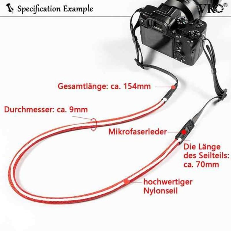 VKO] カメラネックストラップ クライミングロープ製ショルダーストラップ 調節式な長さ80...