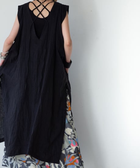 French linen canvas wide pants