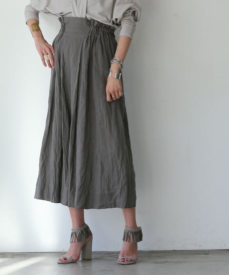 French linen canvas wide pants