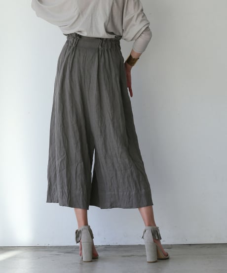 French linen canvas wide pants