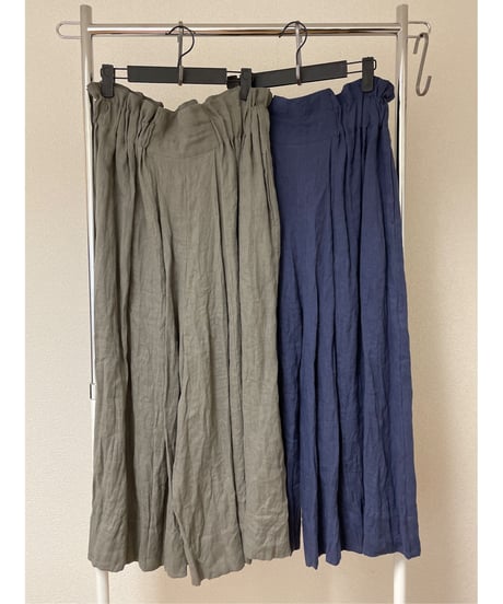 French linen canvas wide pants