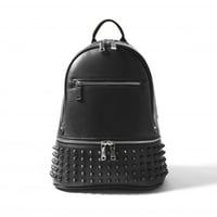 GLAMJAM スタッズバッグ リュックMサイズ　エコレザーブラック×マットブラック×レッド  グラムジャム