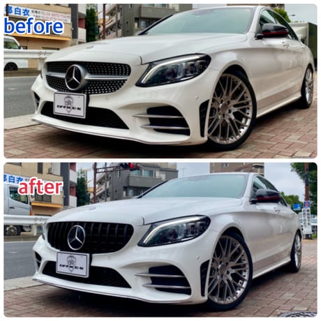 ベンツ Cクラス W205 後期 カメラ無用 パナメリカーナグリル オール ブラック 商品番号4980-4532