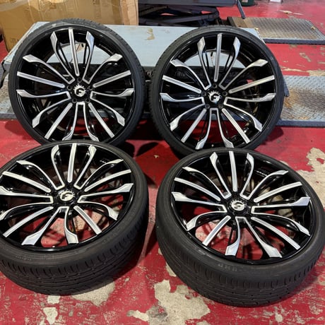 ジャンク レクサス LS500/LS500h FORGIATO MONTARE-ECL 22インチ セット ブラック/ポリッシュ LEXUS PCD120